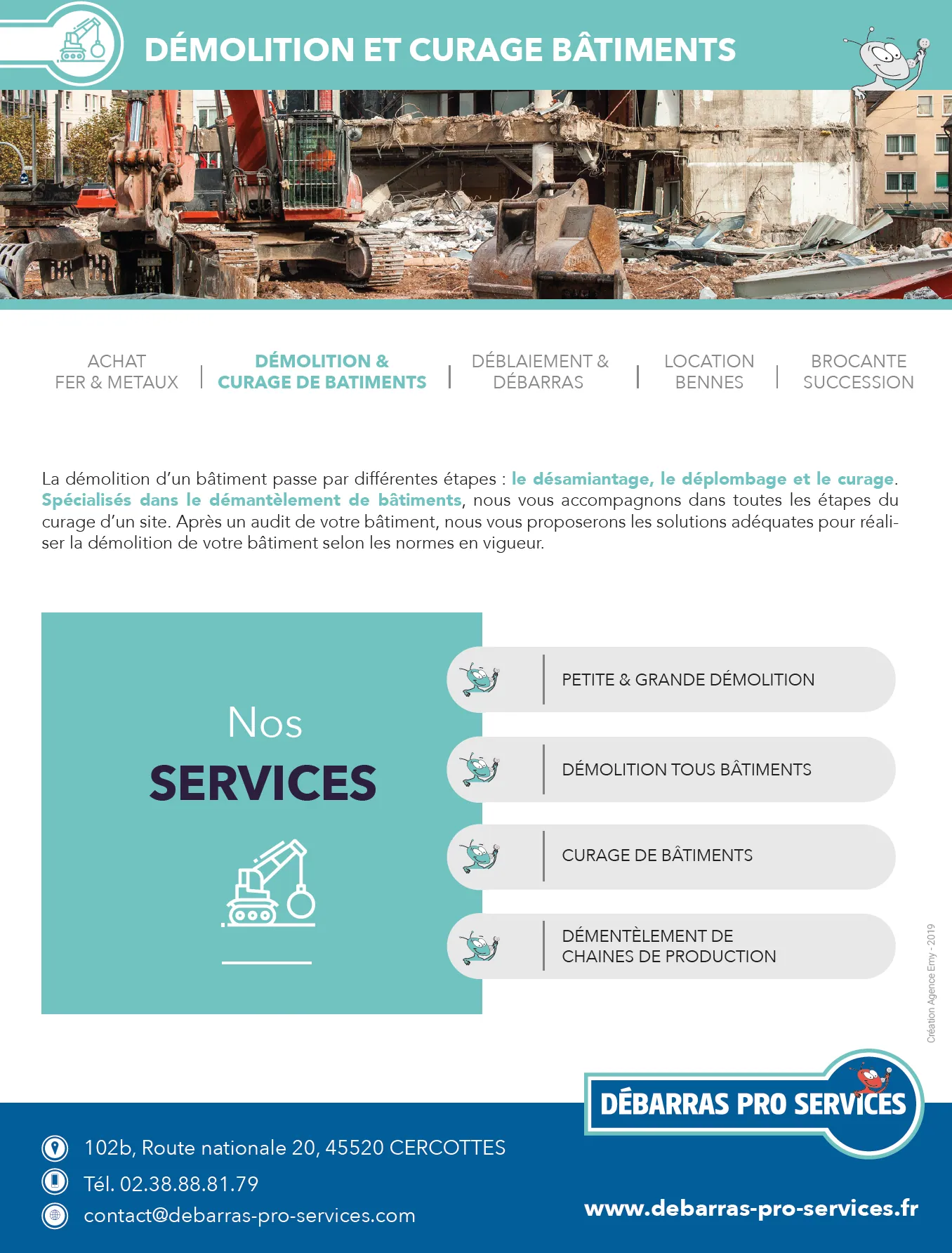 Plaquette Débarras Pro Services — intérieur