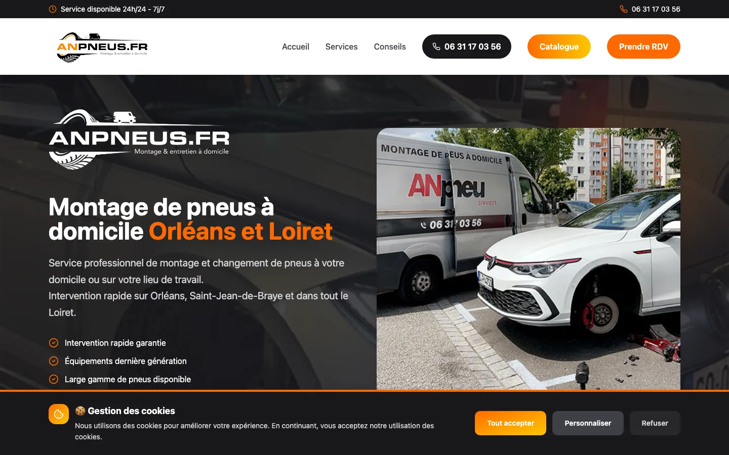 Site web ANPneus — vente et montage de pneus