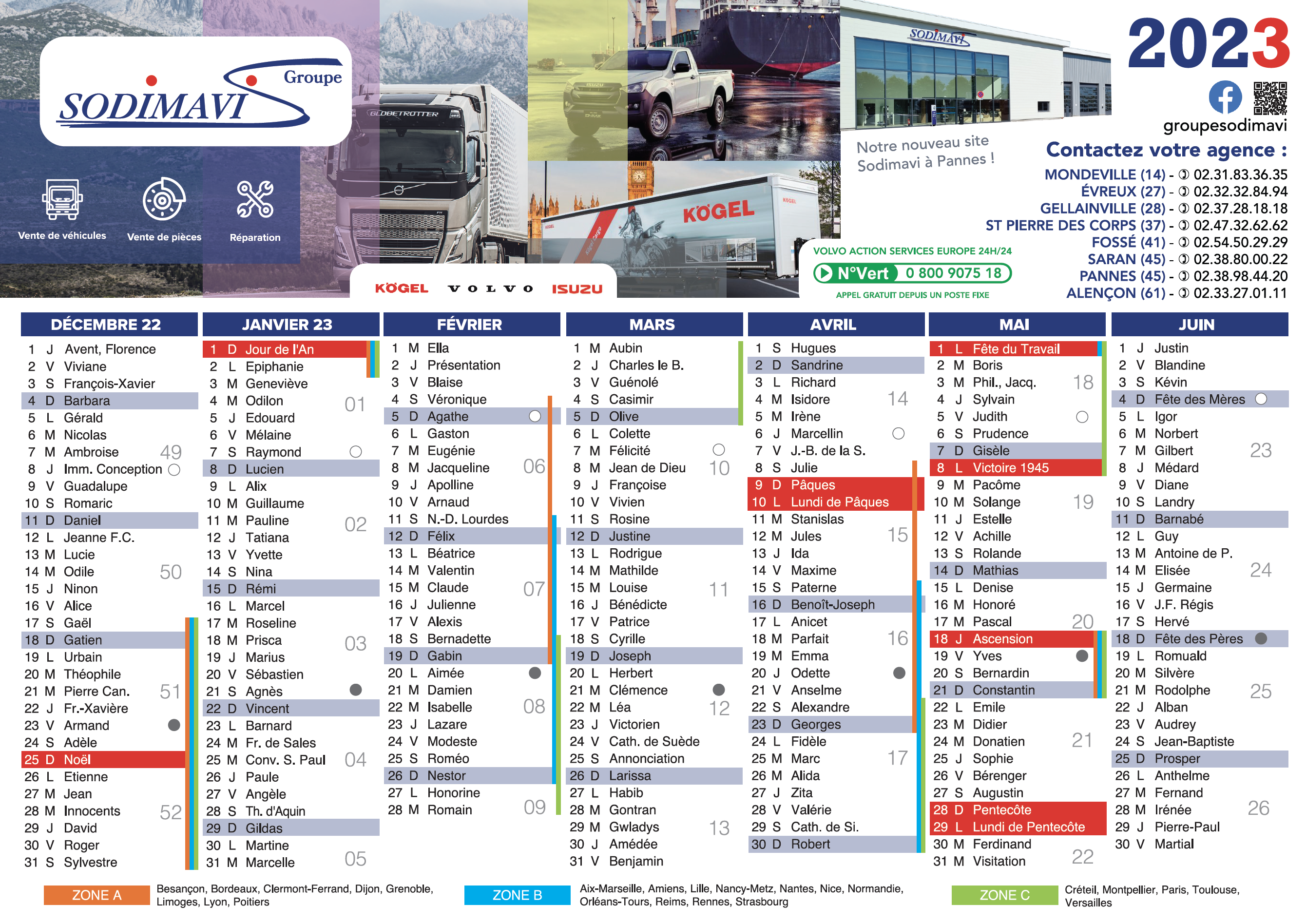 calendriers sodimavi 2023