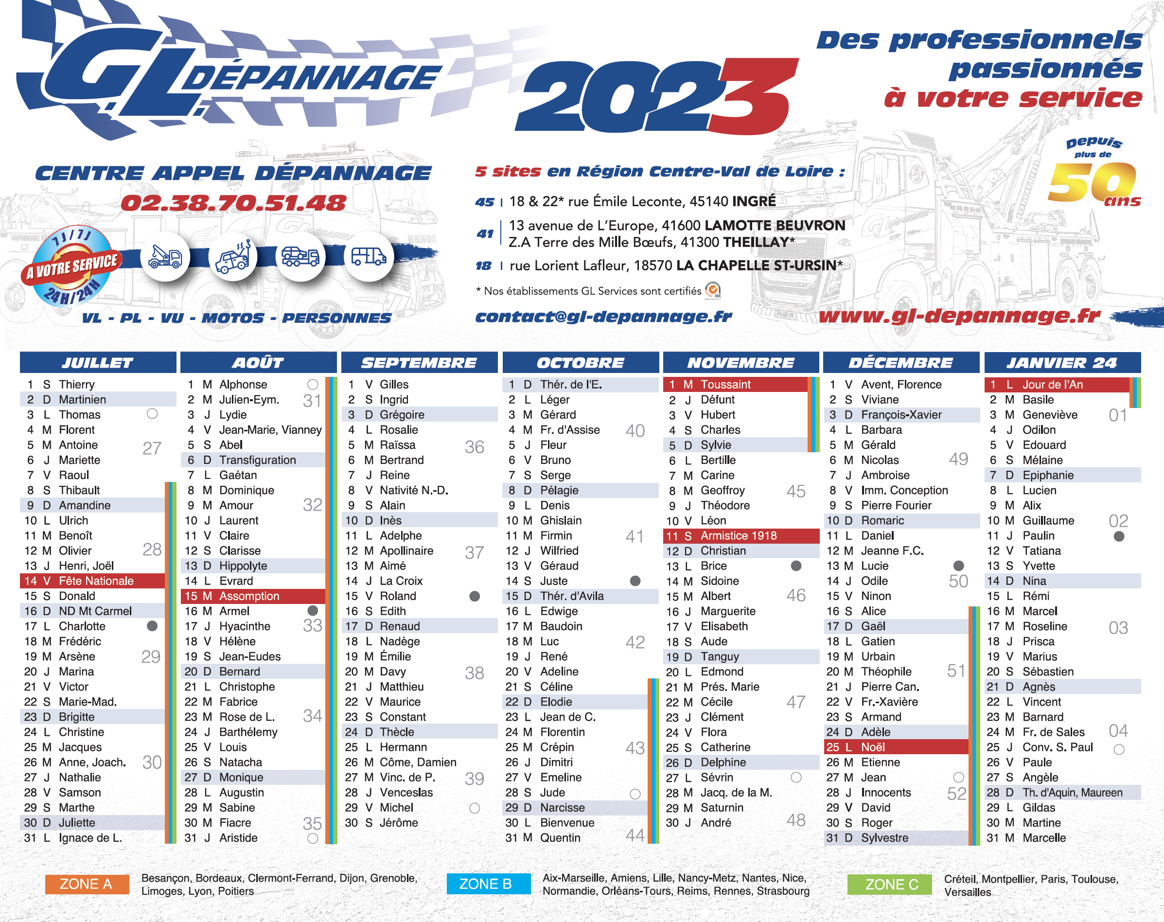 Canelendrier 2023 GL depannage